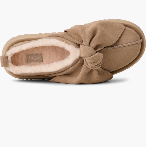 UGG Women's Classic Bow Genuine Shearling Platform Slip On Size 9 - Picture 3 of 6